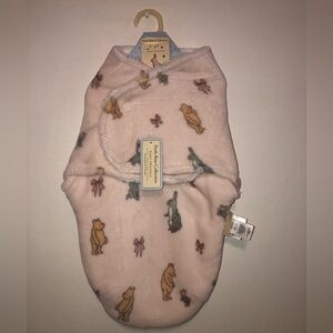 Vintage Style Winnie The Pooh A.A. Milne Pink Bow Swaddle NWT